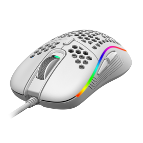 עכבר גיימינג עם תאורה של RAMPAGE מדגם GENTLE בצבע לבן